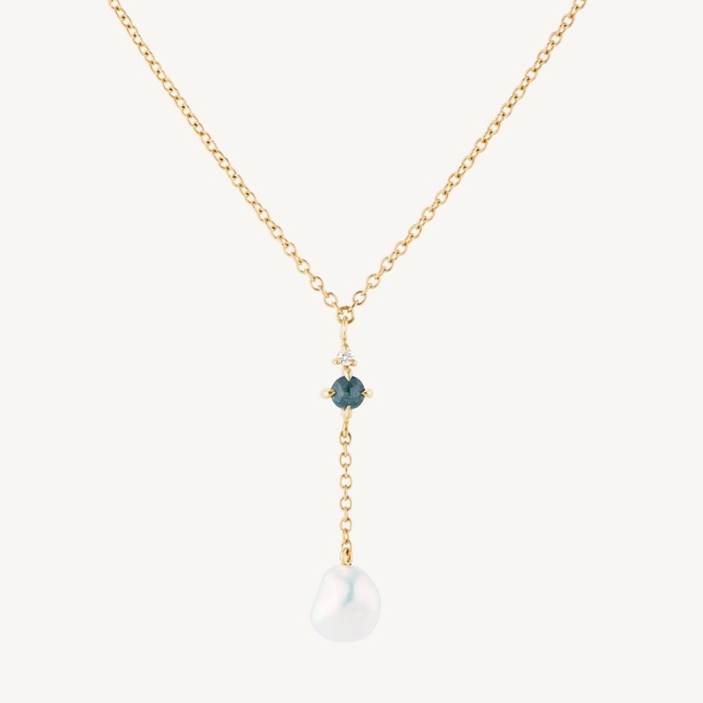 NWT Catbird Exclusive Lunar Mirage Diamond & Pearl 14k Gold Necklace